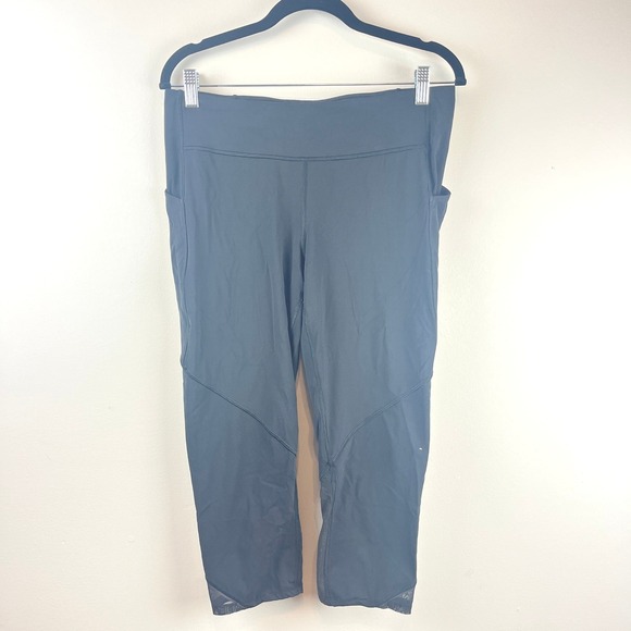 Lululemon Pants - Lululemon Black Cropped Mesh Leggings Side Pockets 10